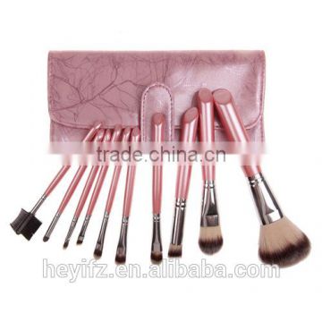 2016 Wooden Handle Pink Travelling 10PCS Lightning Pattern Makeup Brush Set