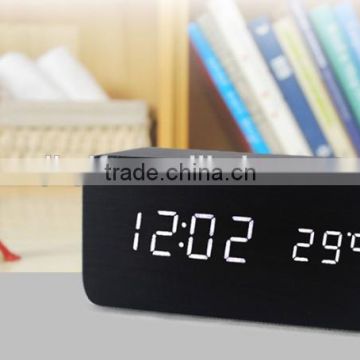 2016 hot sale digital home decor fashion cheap led wooden alarm clock