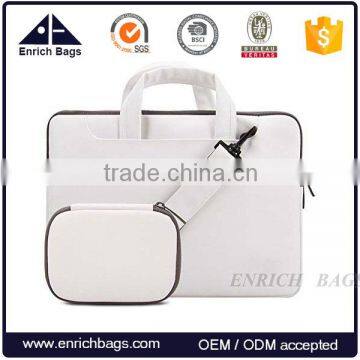 Enrich new design PU Laptop Carrying Case / Shoulder Messenger Bag, White