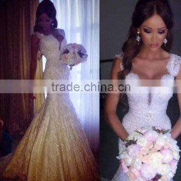 (MY0801) Sexy Mermaid Deep V-neck Sleeveless Heavily Beaded Alibaba Wedding Dress