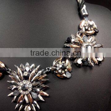 Fashion Rope Chain Necklace Crystal Flower Pendant Necklace New Design Necklace 2015 photo-6
