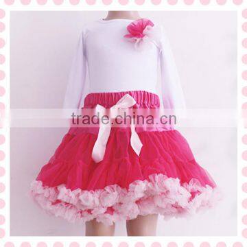 girls pettiskirts in sets chiffon ruffle tutu skirts with cotton top