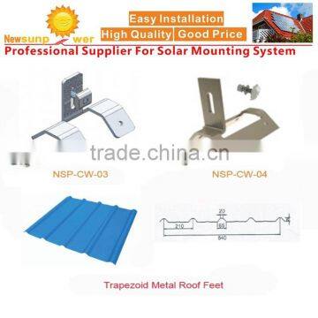 Pitched Trapezoid Metal Roof PV solar panel mounting brackets,kits,rackings