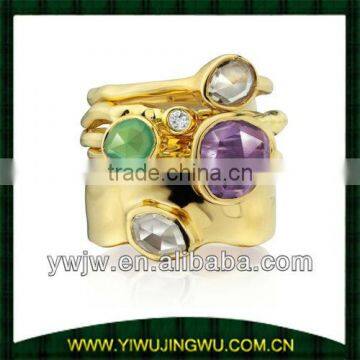 fashion colorful rhinestone gold rings(JW-G10529)