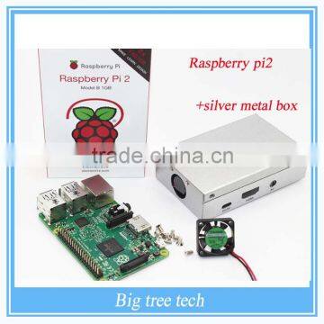 New&Original Raspberry Pi 2 Model B Broadcom+Sliver Metal Box BCM2836 1G RAM 6 Times Faster Than The Raspberry PI Model B+Speed