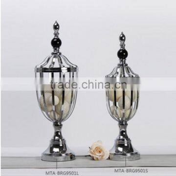 Hot sale luxury silver color metal storage jar decoration