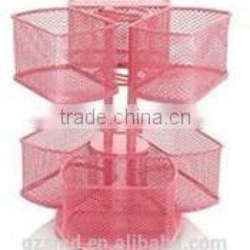 2 Tiers Wire Mesh Cosmetics Carousel