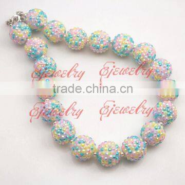 Big beads Colorful rhinestone beads Chunky bubblegum necklace girl statement chunky Necklace CB659