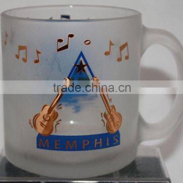 10 oz cheap glass mug with 3c design