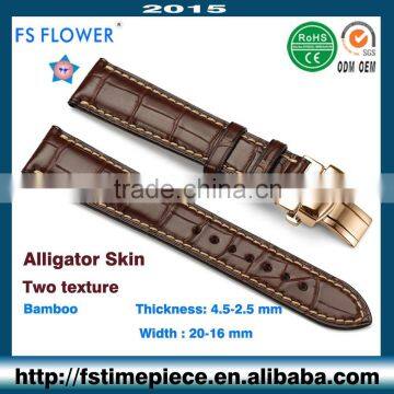 FS FLOWER - Glossy Genuine Leather Strap Crocodile Skin Luxury Quality Watch Parts photo-2