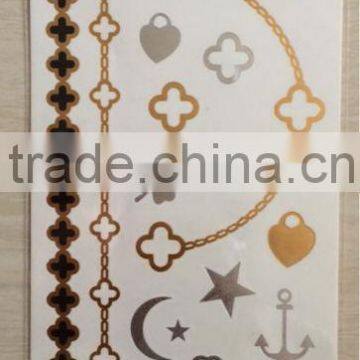NEW Gold Silver Flash Tattoo With Stock Glitter Metallic Temporary Tattoo, 2014 New and High Quality Tattoo