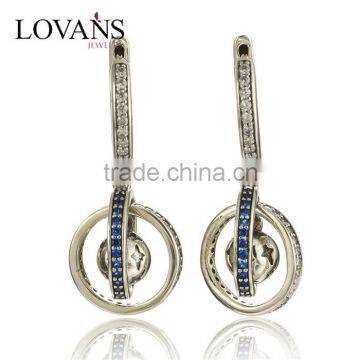 New Design Silver Jewelry Round Shaped Spinel World Globe Fashion Earrings