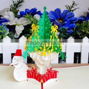 snow man and christmas tree 3d pop up christmas greeting card
