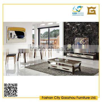 2016 latest modern home goods primitive wood living room furniture sets with dining table chairs in marble top design