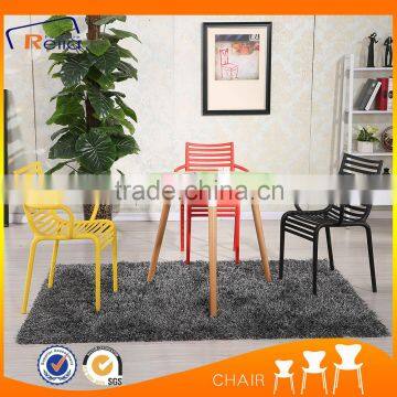 Simple Stackable Red Plastic Dining Chair Furniture