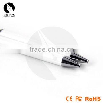 High Quality White Color Metal Ball Pen With Rubber Stylus