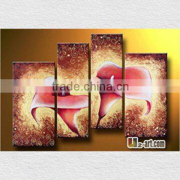 4 panels oil painting flower