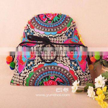 Different embroidery pattern messenger bags National style Tassel and Pom poms bag for women