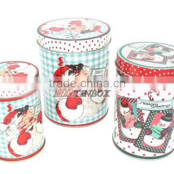Round Christmas Gift Tin Box Christmas Metal Tin Can