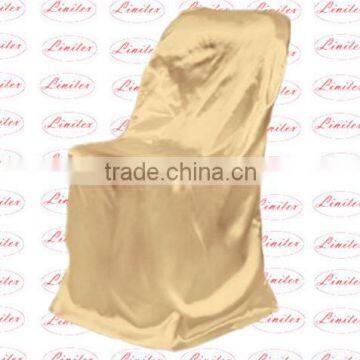 Polyester shining satin folding chair cover gold silver