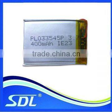 Factory Lithium battery in bulit for 033545 3.7V 400mAH battery for MP3 , Li-polymer battery