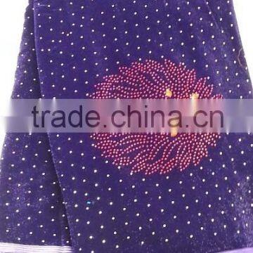 2015 Best selling velvet lace fabric,purple
