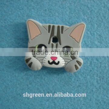 Environmental friendly cat shaped silicone tags decoration