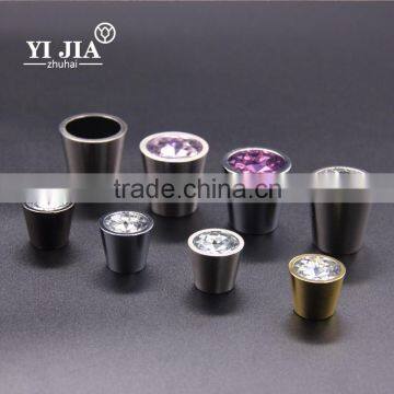 1 1/9 Inch Barrel Shape Brushed Nickel Jet Black Crystal Knob With Zinc Base photo-6