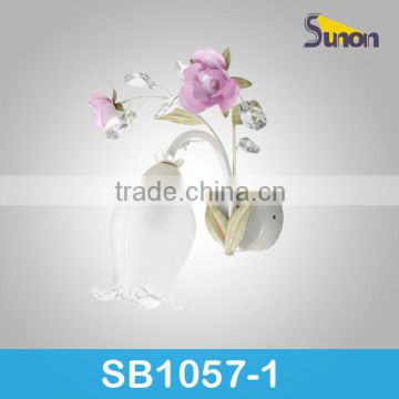 1 light glass shade iron flower wall lamp