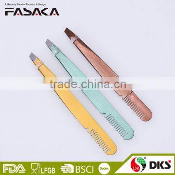 SSG2271-2015 New design stainless steel tweezers with printing and comb