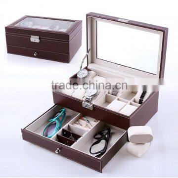 Chinese factories wholesale custom high-grade PU leather watch box, drawer jewelry box