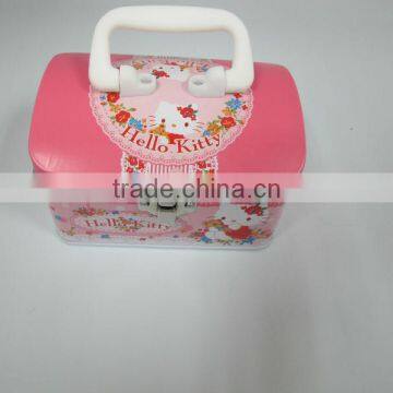 small lunch tin box with plastic handle