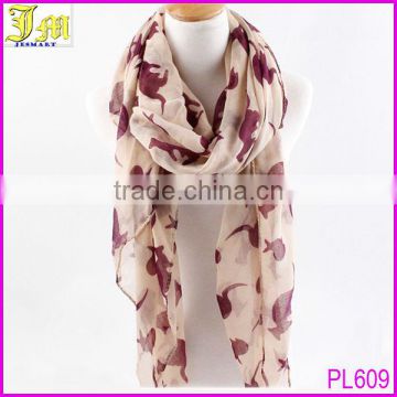 New Design Fashion Animal Print Scarf Hot sale Women Winter Kangaroo Scarf Big Size 180*100 Voile Scarf