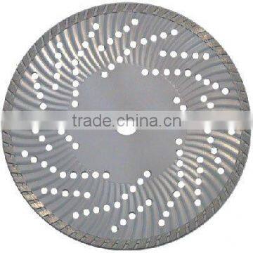 Waved turbo diamond saw blade for hard & dense material with multi hole steel core----GEAF