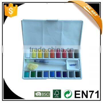 Fast delivery,better price,wholesale Water color cakes with 18clrs,1pc Founding Watercolor Brush,1pc natural sponge,1pc of ceram