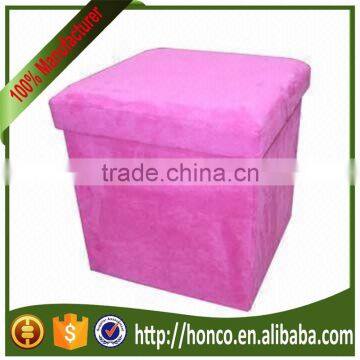 Pale Pink Suede foldable storage ottoman