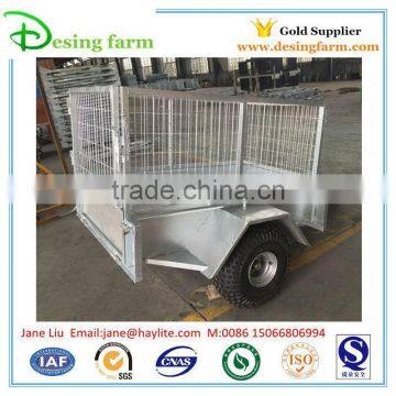 5x3 galvanized small car box trailer with cage