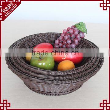 Handweaved strong functional rattan round bread fruit basket for supermarket