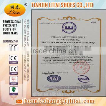 Certificates of CE EN 20345 S5 PVC Construction Safety Rain Boots photo-5