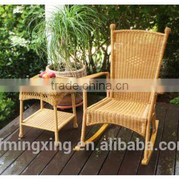 Outdoor Patio Handwoven Yellow Rattan Garden Conversation Chair Furniture Set With Tray
