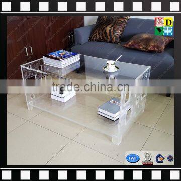 Clear acrylic sofa table PMMA living room table glass coffee table from china manufacturer