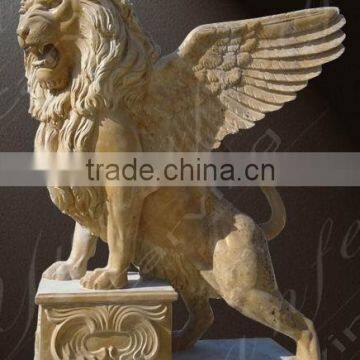 Hand Carved Marble Stone Lion Statue Sculpture Garden Yard Decoration Item photo-3