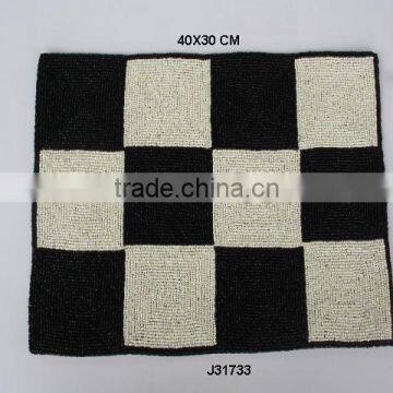 Black and white square Glass bead place mat available other colours