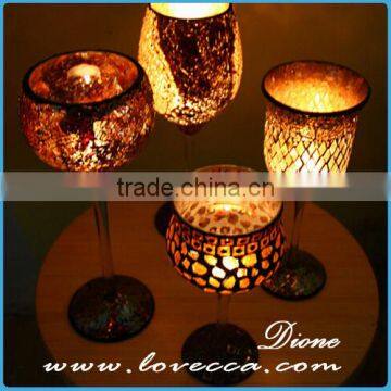 Guangzhou factory wholesale mosaic tall glass candle holders for weddings