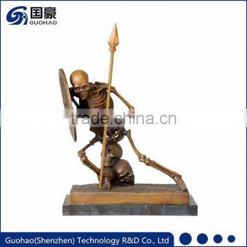 Antique bronze skeleton sculpture resin soldier warrior statues