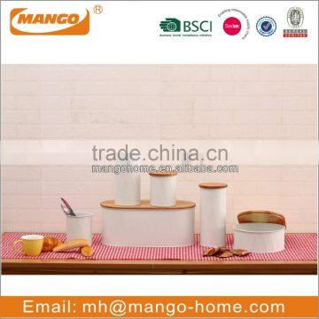Powder coating tea sugar coffee canisters with wooden lid