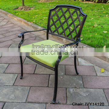 metal patio furniture cast aluminum arm chair stackable bronze dining chair #IVY14120