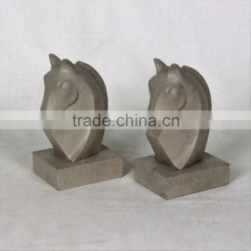 Home deco Novelty animal horse head book stand Modern concrete cute bookends