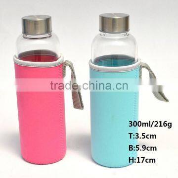 300ml Heat Resistant Glass Bottle BPA Free With Bottle Coat Glass Water Bottle With Sleeve photo-2
