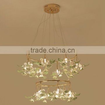 Royal Exquisite Handmade Porcelain and Crystal Green Floral Chandelier for Dining Room BF12-04284b photo-3